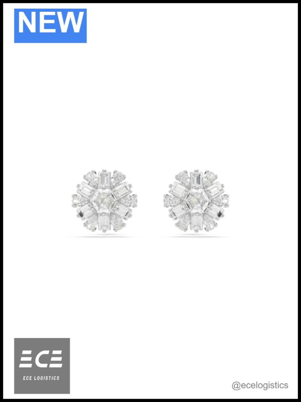Swarovski Idyllia Snowflake Stud Earrings Rhodium Finished